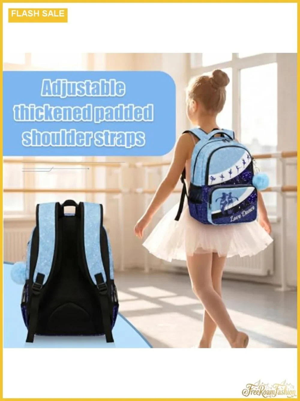 Water Resistant Polyester Dance Backpack with Coin Purse & Key Chain for School